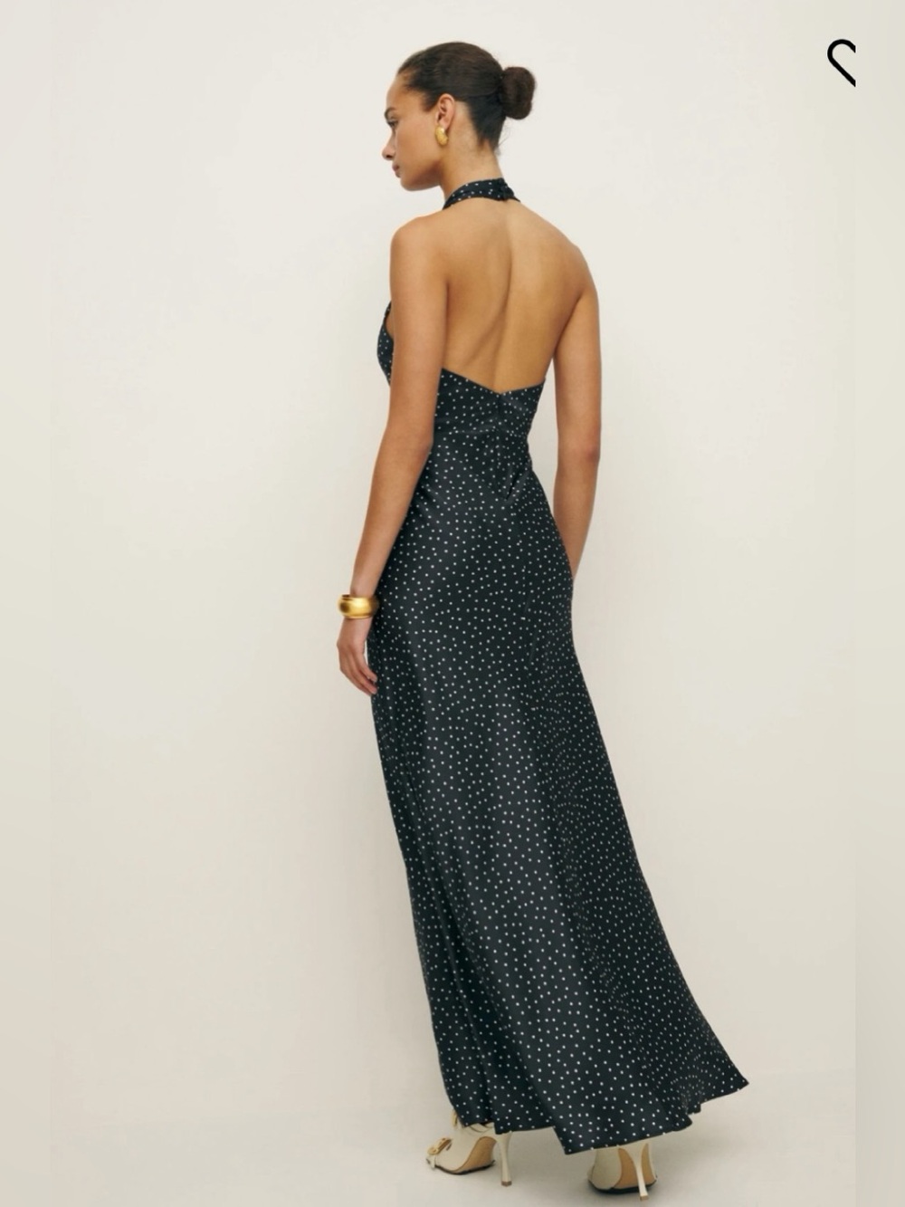 Reformation Daniela Silk Polka Dot Black Maxi Dress 6 - Picture 5 of 11